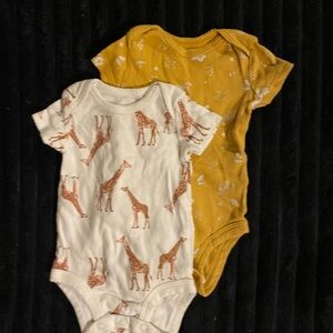 Carter's Giraffe and Mustard Bodysuits